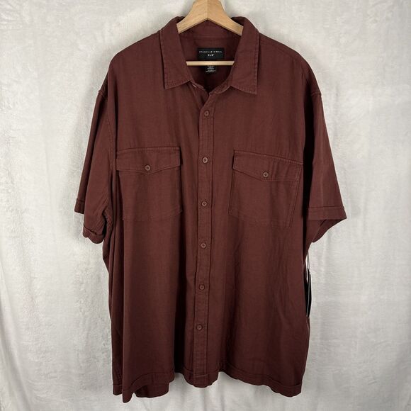 Shaquille O'Neal Shirt Mens 2XL Cherry Fudge Short Sleeve Button Up Linen Blend - Picture 1 of 5